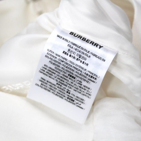 Burberry Optic White Sash Waist Trousers 8 NEW Wool Pleated 40 - Picture 8 of 8